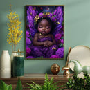 Black Berry Fairy Chubby African Girls Sleeping - Living Room - Canvas Wall Art - Print - Wall Decor