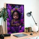 Black Berry Fairy Chubby African Girls Sleeping - Living Room - Canvas Wall Art - Print - Wall Decor