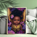 Black Berry Fairy Chubby African Girls With Gold Wings - Living Room - Canvas Wall Art - Print - Wall Decor