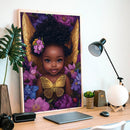 Black Berry Fairy Chubby African Girls With Gold Wings - Living Room - Canvas Wall Art - Print - Wall Decor