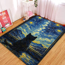 Black Cat Starry Night Rectangular Area Rug