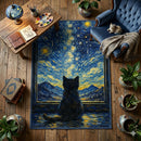 Black Cat Starry Night Rectangular Area Rug