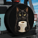 Black Cat With Toilet Paper Car Spare Tire Cover With Camera Hole