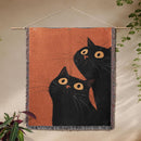 Black Cats Orange Woven Throw Blanket