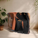 Black Cats Orange Woven Throw Blanket