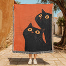 Black Cats Orange Woven Throw Blanket