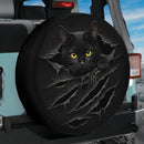 Black Cat Tearing Through Car Spare Tire Cover