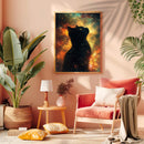 Watercolor Black Cat Galaxy - Living Room - Canvas Wall Art - Print - Wall Decor