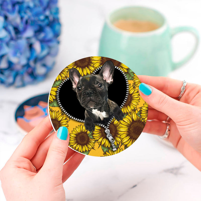 Black French Bulldog Ceramic Decor Coaster - Gift Idea