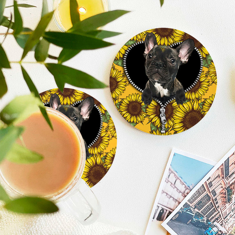 Black French Bulldog Ceramic Decor Coaster - Gift Idea