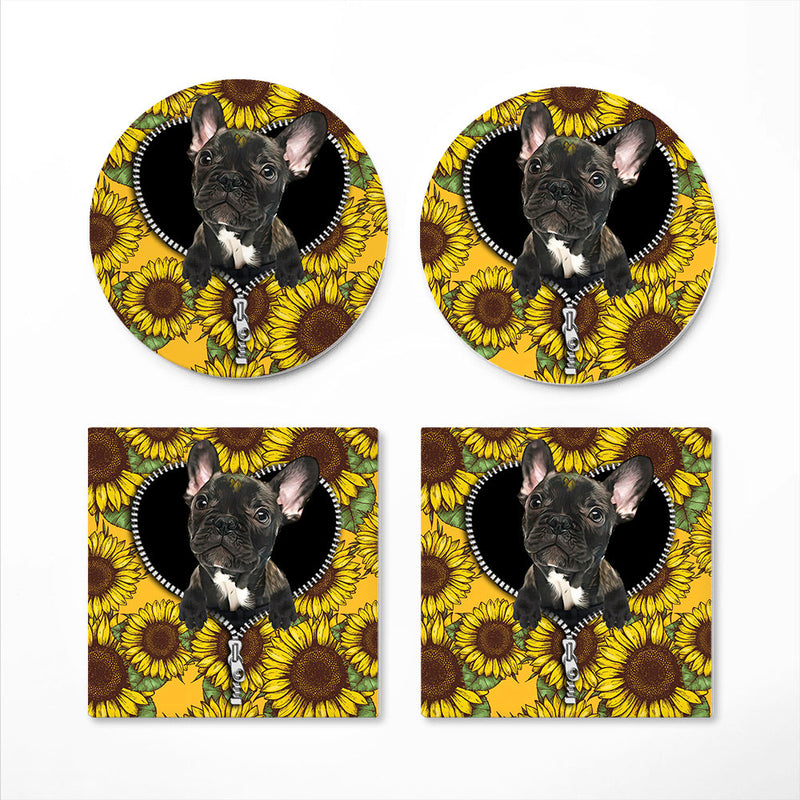 Black French Bulldog Ceramic Decor Coaster - Gift Idea