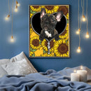 Black French Bulldog Sunflower - Living Room - Canvas Wall Art - Print - Wall Decor