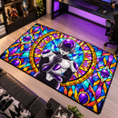 Black Frieza Stained Glass Rectangular Area Rug