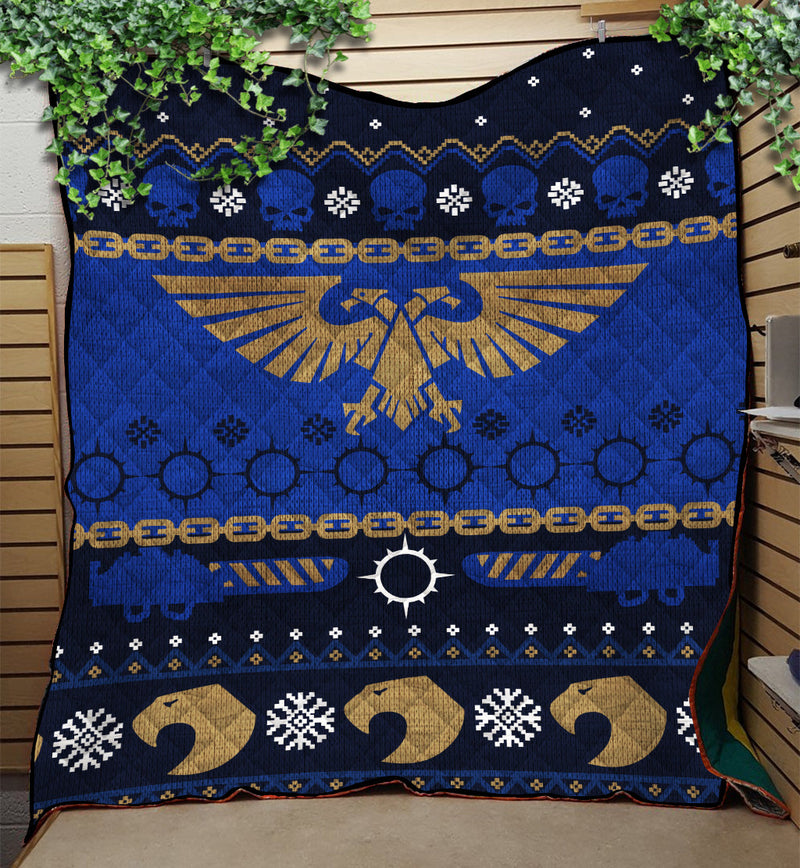 Warhammer 40k Blue Christmas Premium Quilt Blanket Nearkii