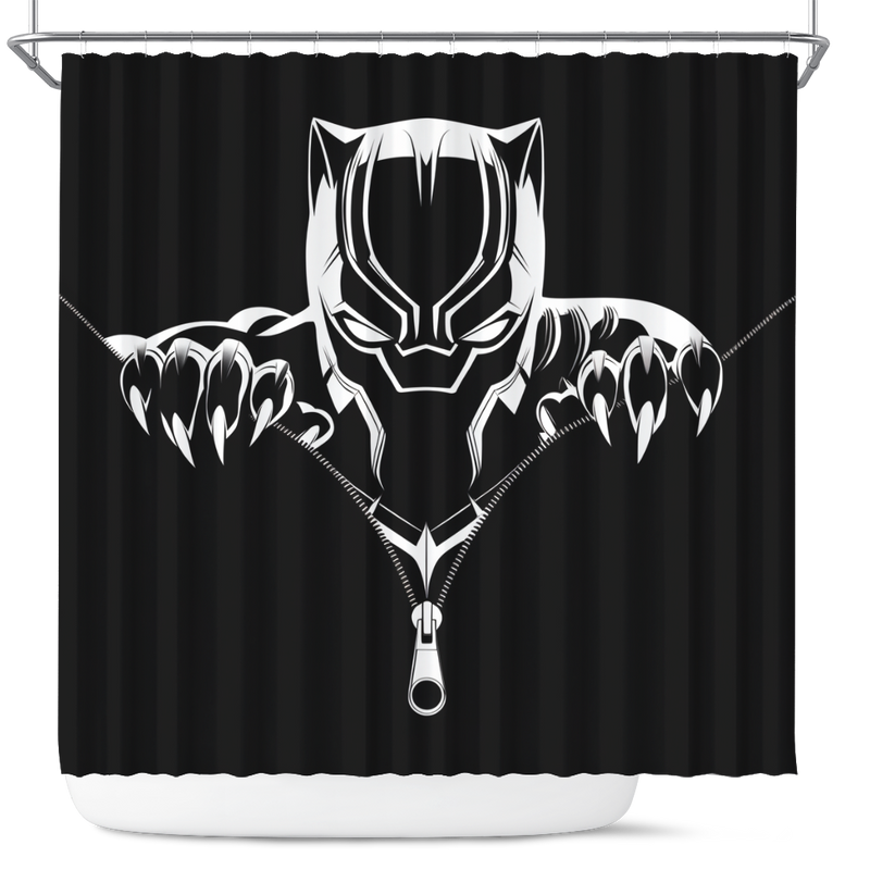 Black Panther Zipper Shower Curtain