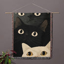 Black and White Cat Minimalist Animal Woven Throw Blanket