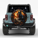 Black Cat Reading Book Stained Glass Jeep Car Spare Tire Cover