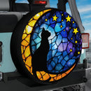 Black Cat Star Stained Glass Jeep Car Spare Tire Cover