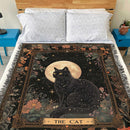 Black Cat Tarot Woven Throw Blanket