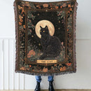 Black Cat Tarot Woven Throw Blanket