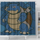 Blastoise Stanied Glass Pokemon Shower Curtain