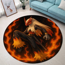 Blaziken Pokemon x Rengoku Demon Slayer Round Rug