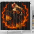 Blaziken Pokemon X Rengoku Demon Slayer Shower Curtain