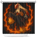 Blaziken Pokemon X Rengoku Demon Slayer Shower Curtain