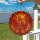 Mega Blaziken Pokemon Stained Glass Suncatcher