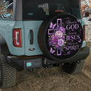 Purple Faith Blessed by God Car Spare Tire Cover With Camera Hole