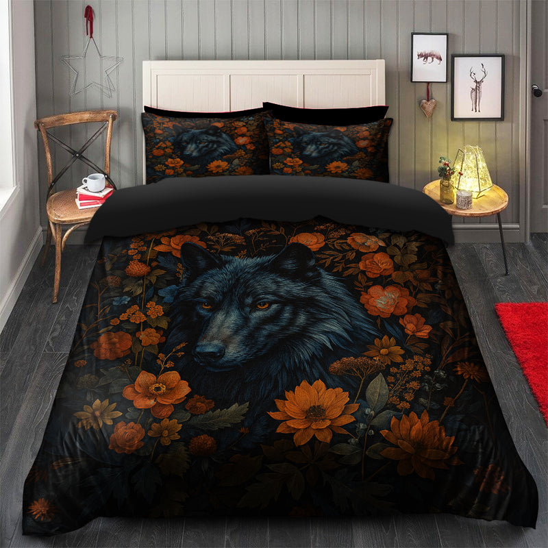 Bloom Of The Shadow Wolf Bedding Set