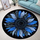 Blue Cheetah Sunflower Round Rug