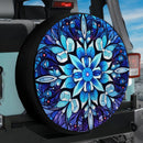 Blue Stained Glass Snowflake Frozen Floral Mandala Jeep Car Spare Tire Cover