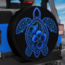 Blue Hibiscus Sea Turtle Custom Jeep Wheel Cover With Camera Hole