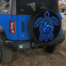 Blue Hibiscus Sea Turtle Custom Jeep Wheel Cover With Camera Hole