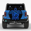 Blue Hibiscus Sea Turtle Custom Jeep Wheel Cover With Camera Hole