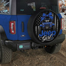 Blue Jeep Girl American Flag Car Spare Tire Cover