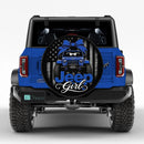Blue Jeep Girl American Flag Car Spare Tire Cover