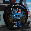 Blue Jeep Stitch Love Dog Car Spare Tire Cover