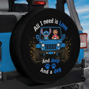 Blue Stitch Love Dog Car Spare Tire Cover With Camera Hole