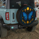 Gothic Blue Morpho Butterfly Sun Moon Jeep Car Spare Tire Cover