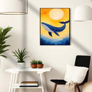 Watercolor Blue Whale Sun - Living Room - Canvas Wall Art - Print - Wall Decor