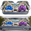 Blue & Purple M&M Chocolate Custom Car Windshield Sunshades