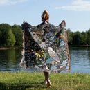 Boho Owl Retro Floral Jacquard Woven Throw Blanket
