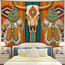 Boho Pattern Cow Skull Tapestry