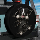 Border Collie Torn Through Car Spare Tire Cover With Camera Hole
