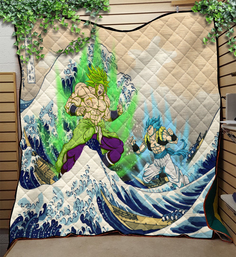 Broly Vs Gogeta Dragon Ball The Great Wave Quilt Blanket