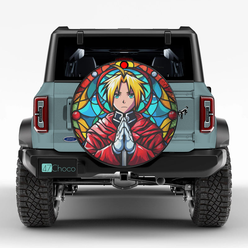 Edward Elric Fullmetal Alchemist Japan Anime Stained Glass Jeep Car Spare Tire Cover