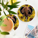 Brown Dachshund Sunflower Zipper Ceramic Decor Coaster - Gift Idea