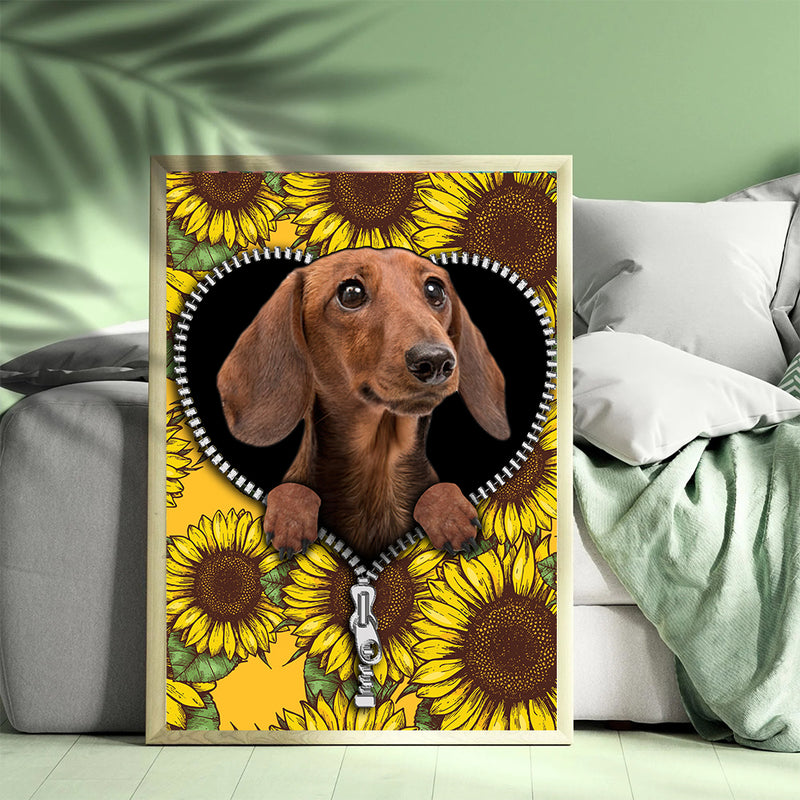 Cute Dachshund Sunflower - Living Room - Canvas Wall Art - Print - Wall Decor